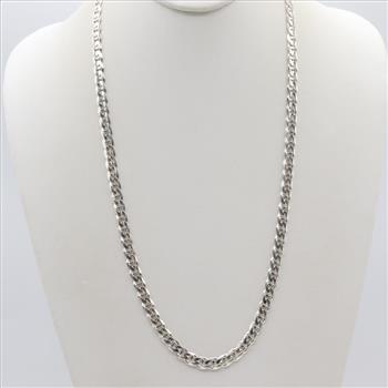 Sterling Silver Flat Mariner Chain Necklace