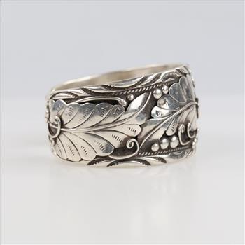 Sterling Silver Floral Cuff