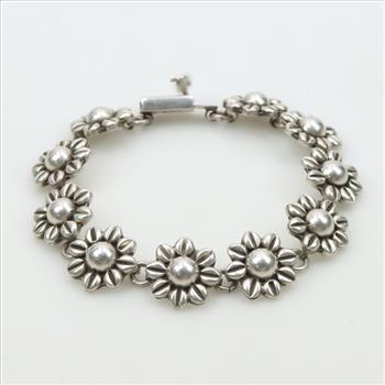 Sterling Silver Flower Bracelet
