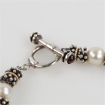 Sterling Silver Gold Accent Pearl Bracelet