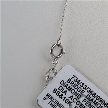 Sterling Silver Gold Accented Diamond Key Pendant Necklace