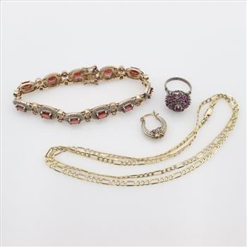 Sterling Silver Gold-plated Jewelry, 4 Pieces