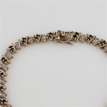 Sterling Silver GP Blue Stone Diamond Accent Bracelet