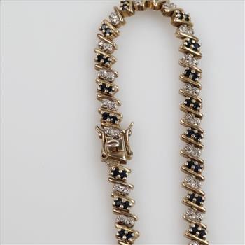 Sterling Silver GP Blue Stone Diamond Accent Bracelet
