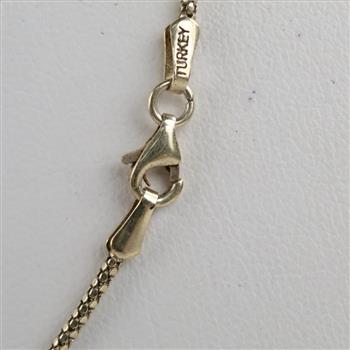 Sterling Silver GP Clear Stone Accent Hollow Link Necklace
