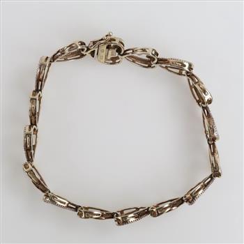 Sterling Silver GP Diamond Hollow Link Bracelet