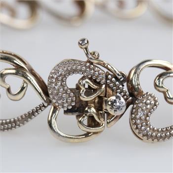 Sterling Silver GP Diamond Hollow Link Bracelet