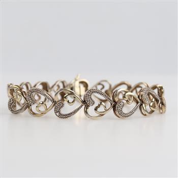 Sterling Silver GP Diamond Hollow Link Bracelet