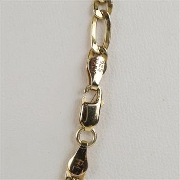 Sterling Silver GP Figaro Link Hollow Necklace