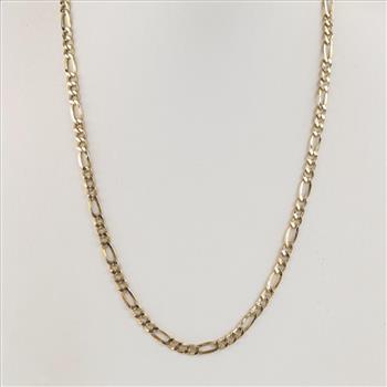 Sterling Silver GP Figaro Link Hollow Necklace