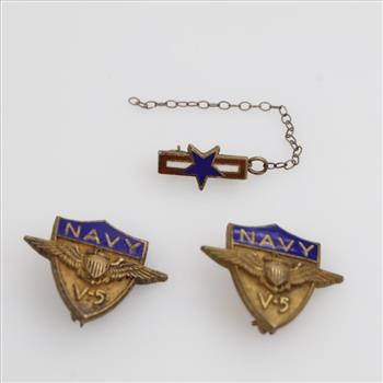 Sterling Silver GP Military Pins, 3 Pieces