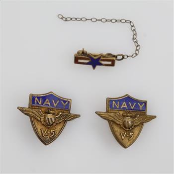 Sterling Silver GP Military Pins, 3 Pieces