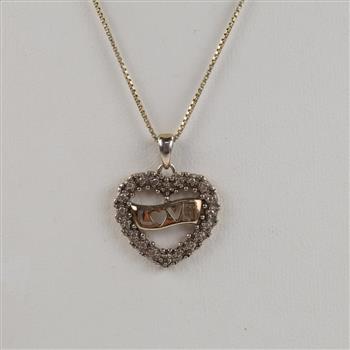 Sterling Silver GP Necklace With Two Tone Heart Pendant