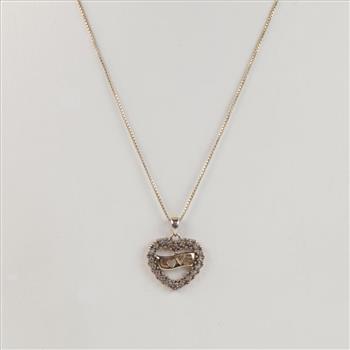 Sterling Silver GP Necklace With Two Tone Heart Pendant