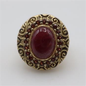 Sterling Silver GP Red Stone Ring