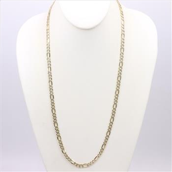 Sterling Silver GP Two Tone Figaro Link Necklace