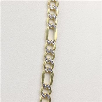 Sterling Silver GP Two Tone Figaro Link Necklace