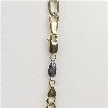 Sterling Silver GP Two Tone Figaro Link Necklace