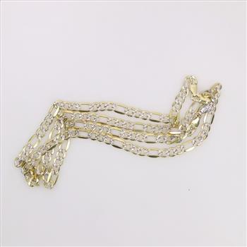 Sterling Silver GP Two Tone Figaro Link Necklace