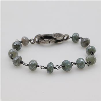 Sterling Silver Gray Bead Bracelet