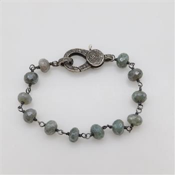 Sterling Silver Gray Bead Bracelet