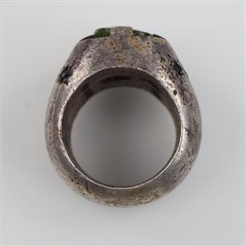 Sterling Silver Green Quartz & Blue Sapphire Ring