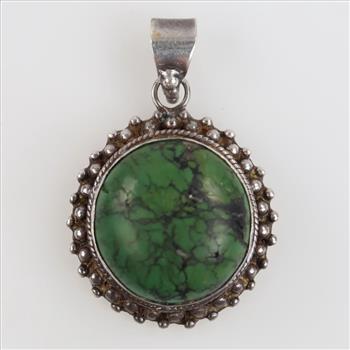 Sterling Silver Green Stone Pendant