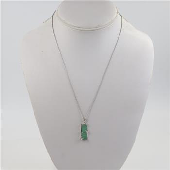 Sterling Silver Green Stone Pendant Necklace