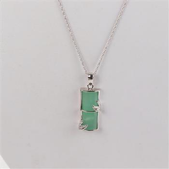 Sterling Silver Green Stone Pendant Necklace