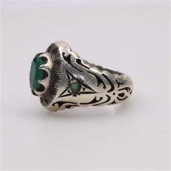Sterling Silver Green Stone Ring
