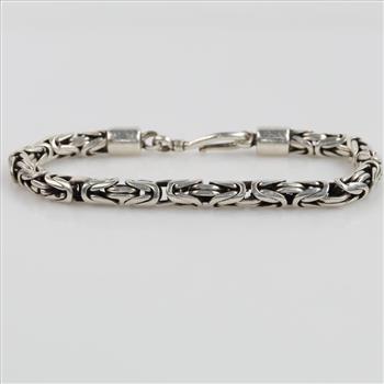 Sterling Silver Heavy Byzantine Chain Bracelet