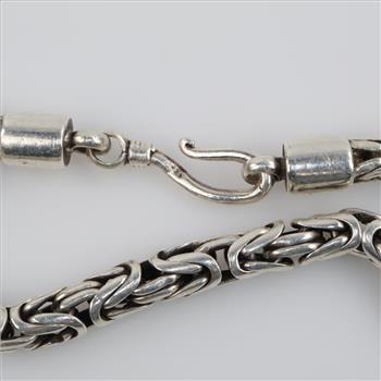 Sterling Silver Heavy Byzantine Chain Bracelet