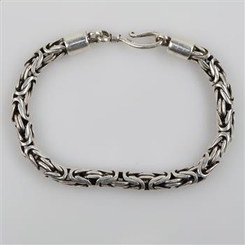 Sterling Silver Heavy Byzantine Chain Bracelet