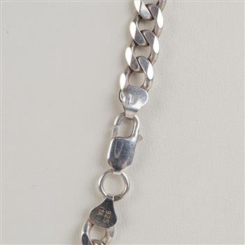 Sterling Silver Heavy Curb Chain Necklace