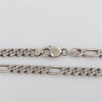 Sterling Silver Heavy Figaro Chain Necklace
