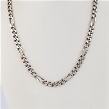 Sterling Silver Heavy Figaro Chain Necklace