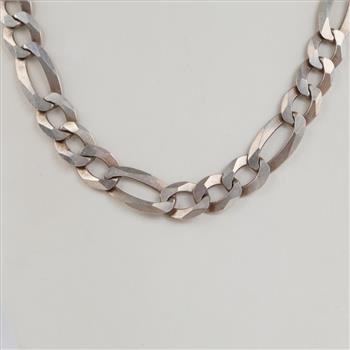 Sterling Silver Heavy Figaro Chain Necklace