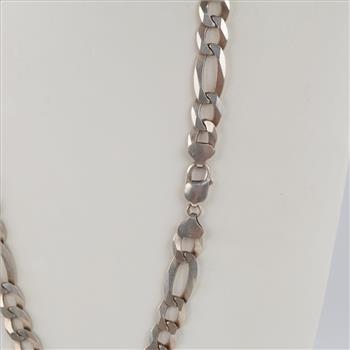Sterling Silver Heavy Figaro Chain Necklace