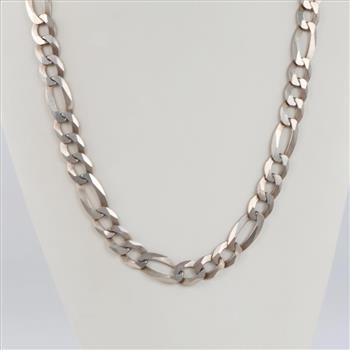 Sterling Silver Heavy Figaro Chain Necklace