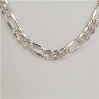 Sterling Silver Heavy Figaro Chain Necklace