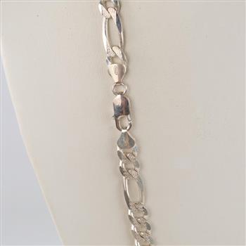 Sterling Silver Heavy Figaro Chain Necklace