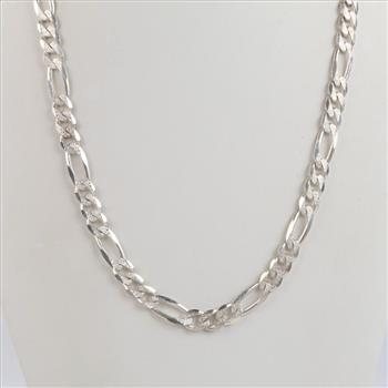 Sterling Silver Heavy Figaro Chain Necklace
