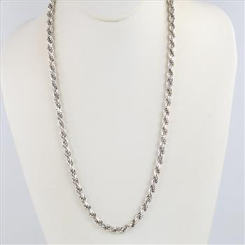 Sterling Silver Heavy Rope Chain Necklace