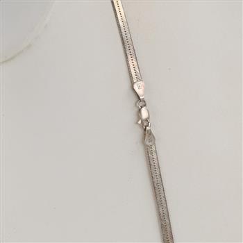 Sterling Silver Herringbone Chain Necklace