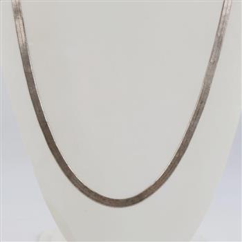 Sterling Silver Herringbone Chain Necklace