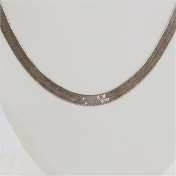 Sterling Silver Herringbone Chain Necklace