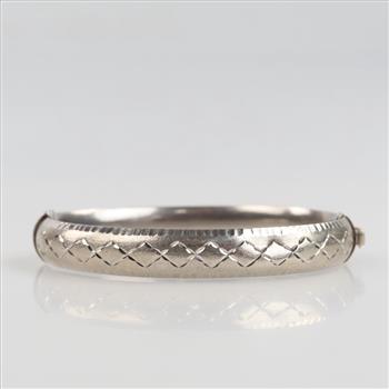 Sterling Silver Hollow Hinged Bangle