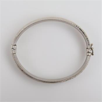 Sterling Silver Hollow Hinged Bangle