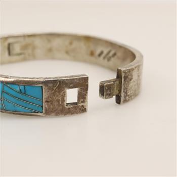 Sterling Silver Inlay Turquoise Bangle Bracelet