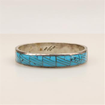 Sterling Silver Inlay Turquoise Bangle Bracelet